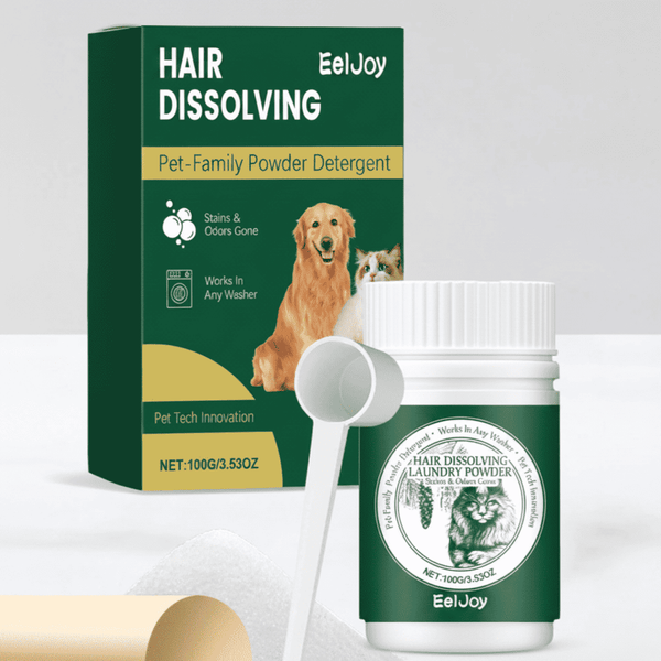 EelJoy pet laundry powder jar, green box and measuring scoop