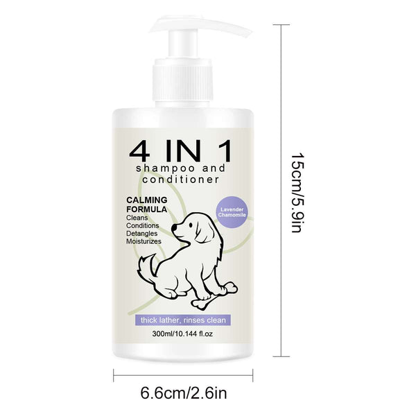 Pet shampoo and conditioner liquid bottle with white pump dispenser, 300ml