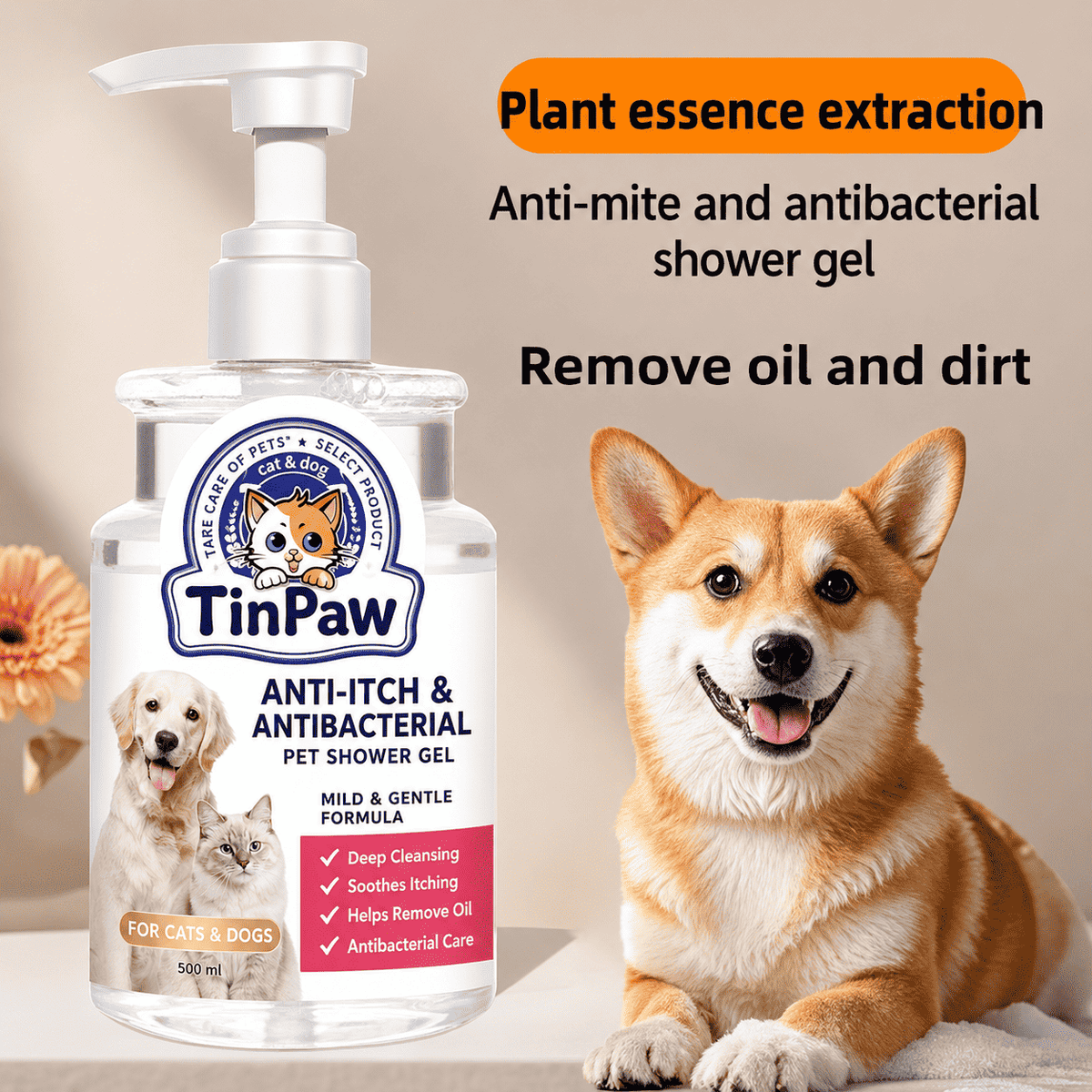 Antibacterial Pet Shampoo 500ml - Dog Shampoo - TinPaw