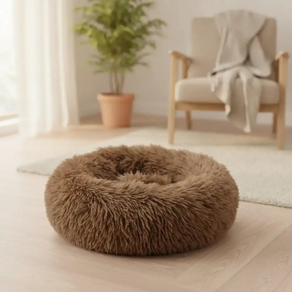 Calming Round Plush Pet Bed - Dog Beds & Furniture - TinPaw