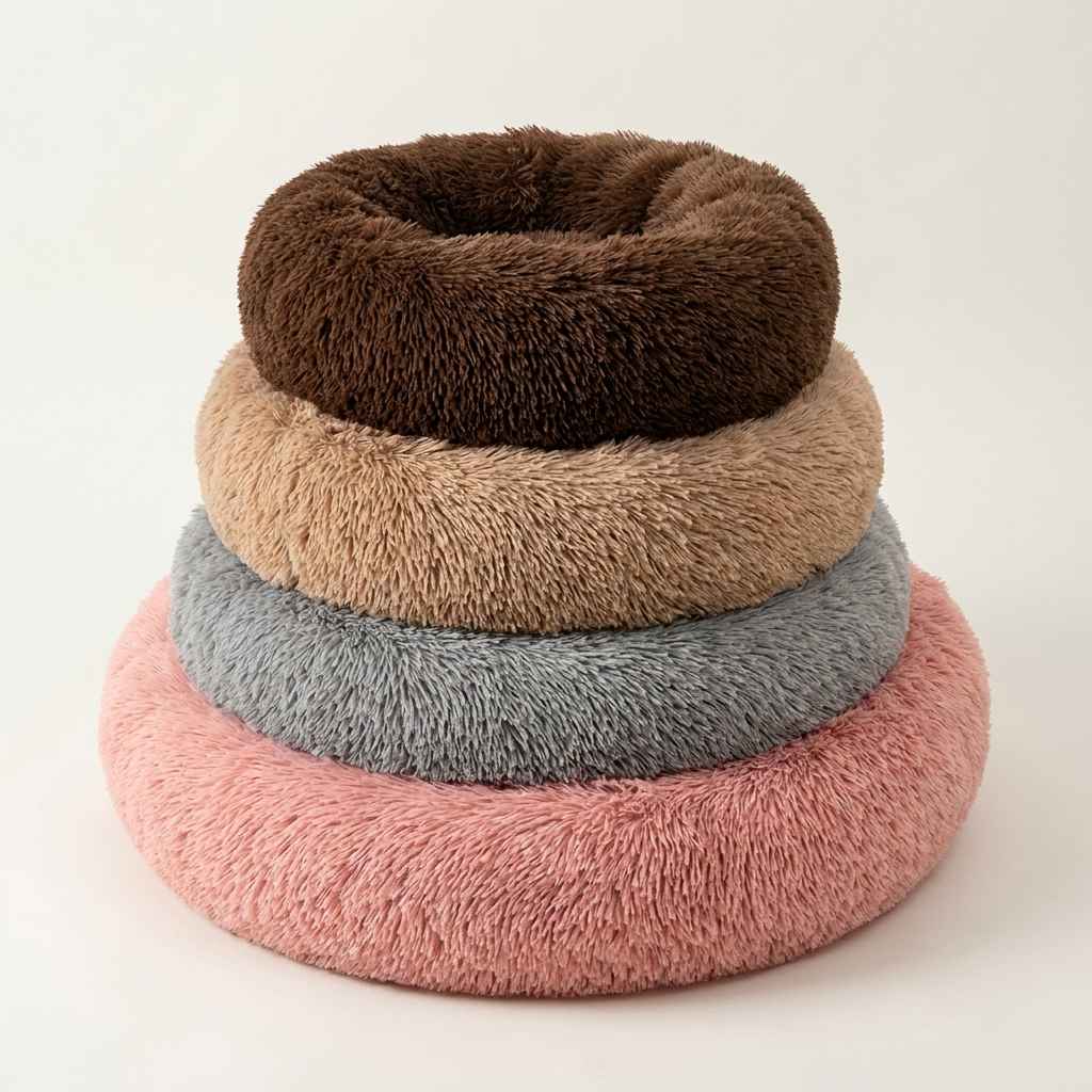 Calming Round Plush Pet Bed - Dog Beds & Furniture - TinPaw