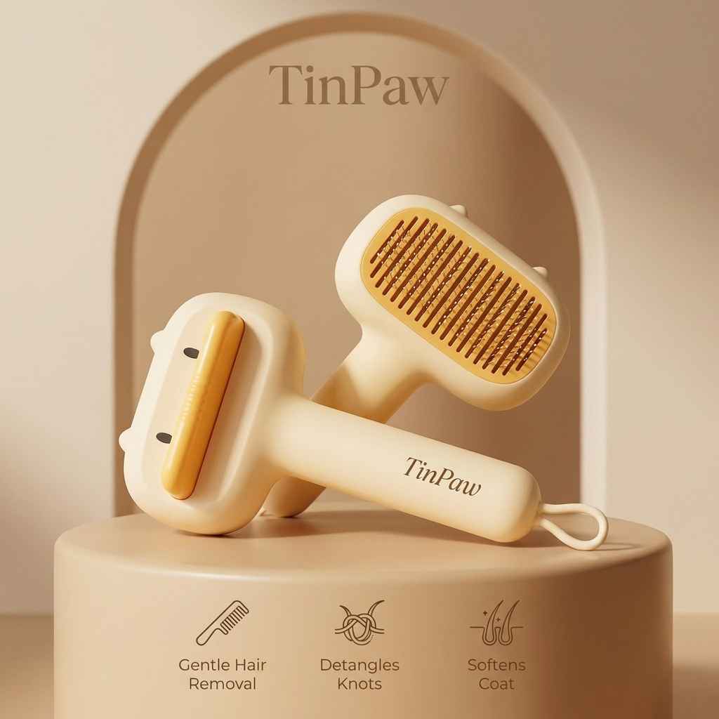 Pet Hair Deshedding Comb - Dog Slicker Brushes - TinPaw - Yellow - Unknot and comb - SU00362865 - Yellow - Unknot and comb