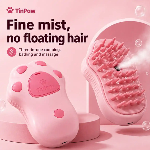 Water Jet Hair Remover - Dog Slicker Brushes - TinPaw - Cat Paw Pink - SU00346923 - Cat Paw Pink
