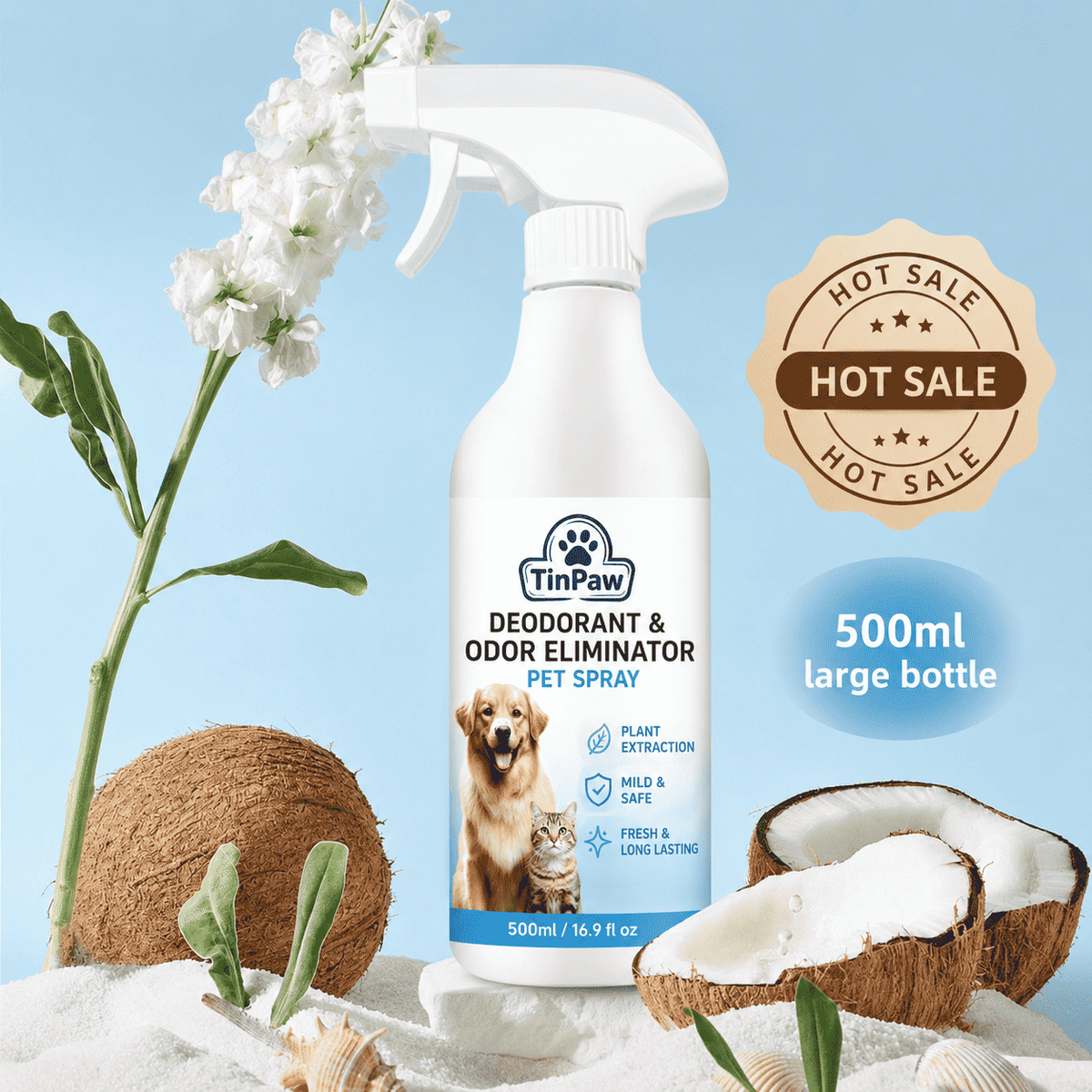 Antibacterial Pet Shampoo 500ml - Dog Shampoo - TinPaw - Pet Deodorizing Spray 500ml - SU00113923 - Pet Deodorizing Spray 500ml