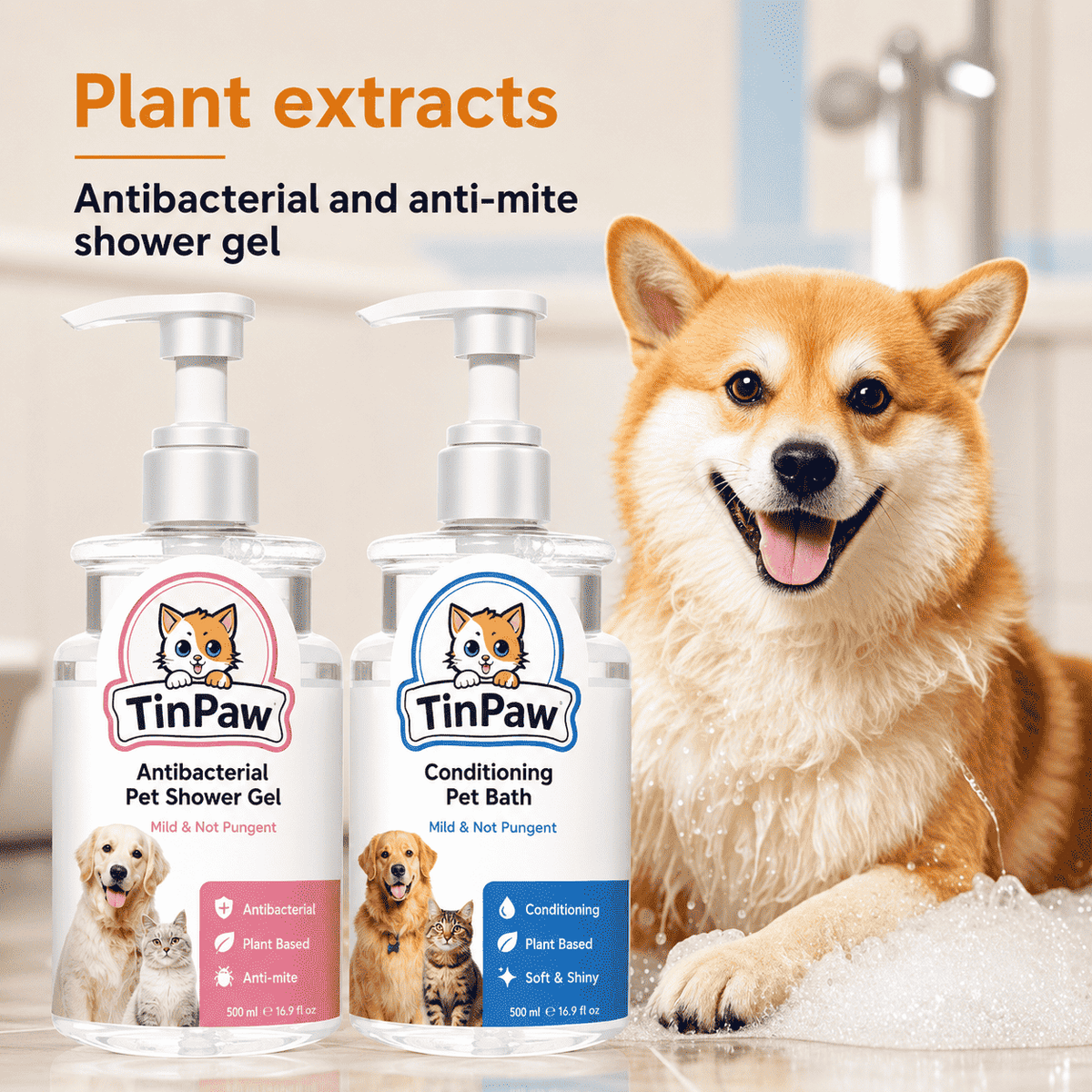 Antibacterial Pet Shampoo 500ml - Dog Shampoo - TinPaw