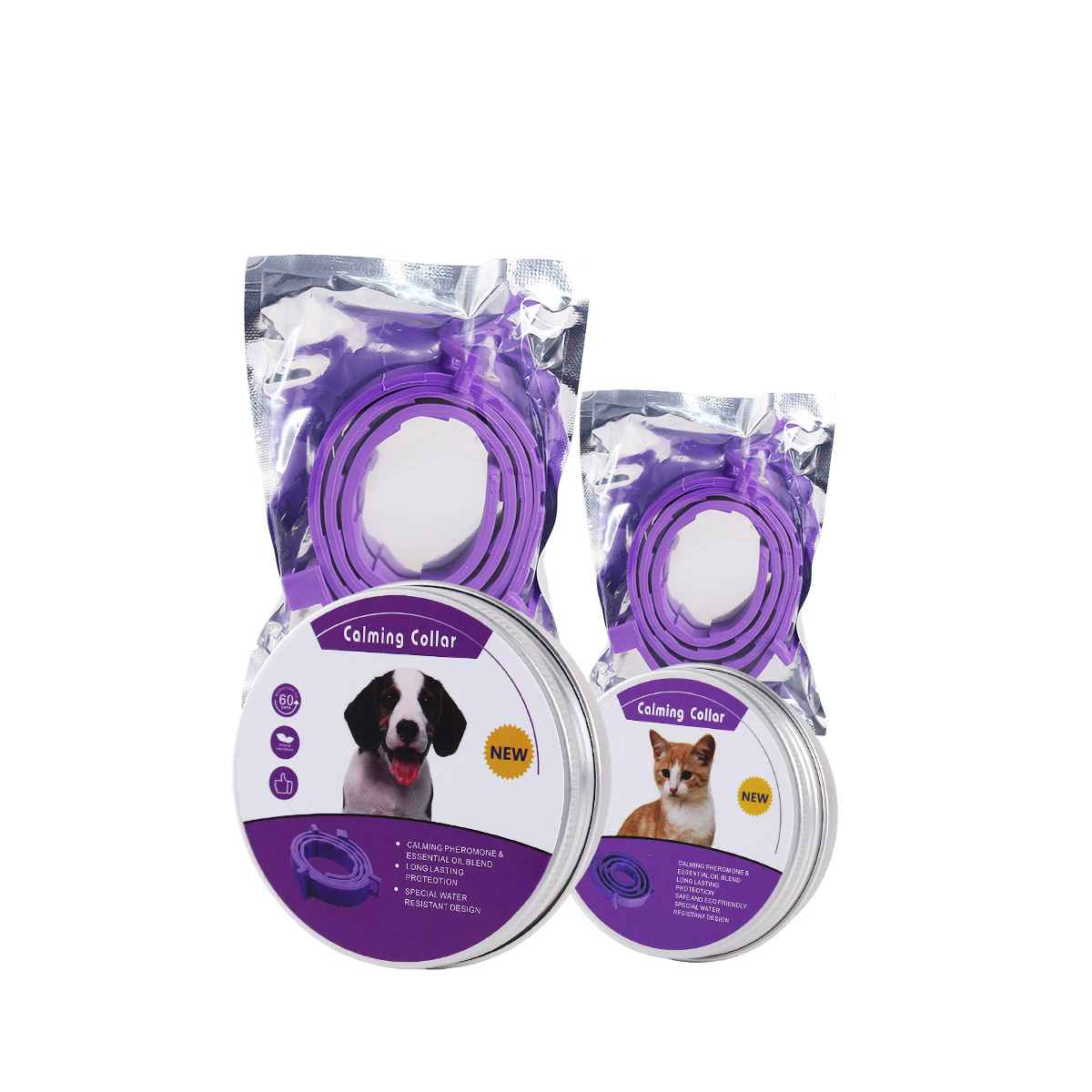 Adjustable Calming Pet Collar - Dog Gear - TinPaw - Purple - Dog boxed set - SU00360256 - Purple - Dog boxed set