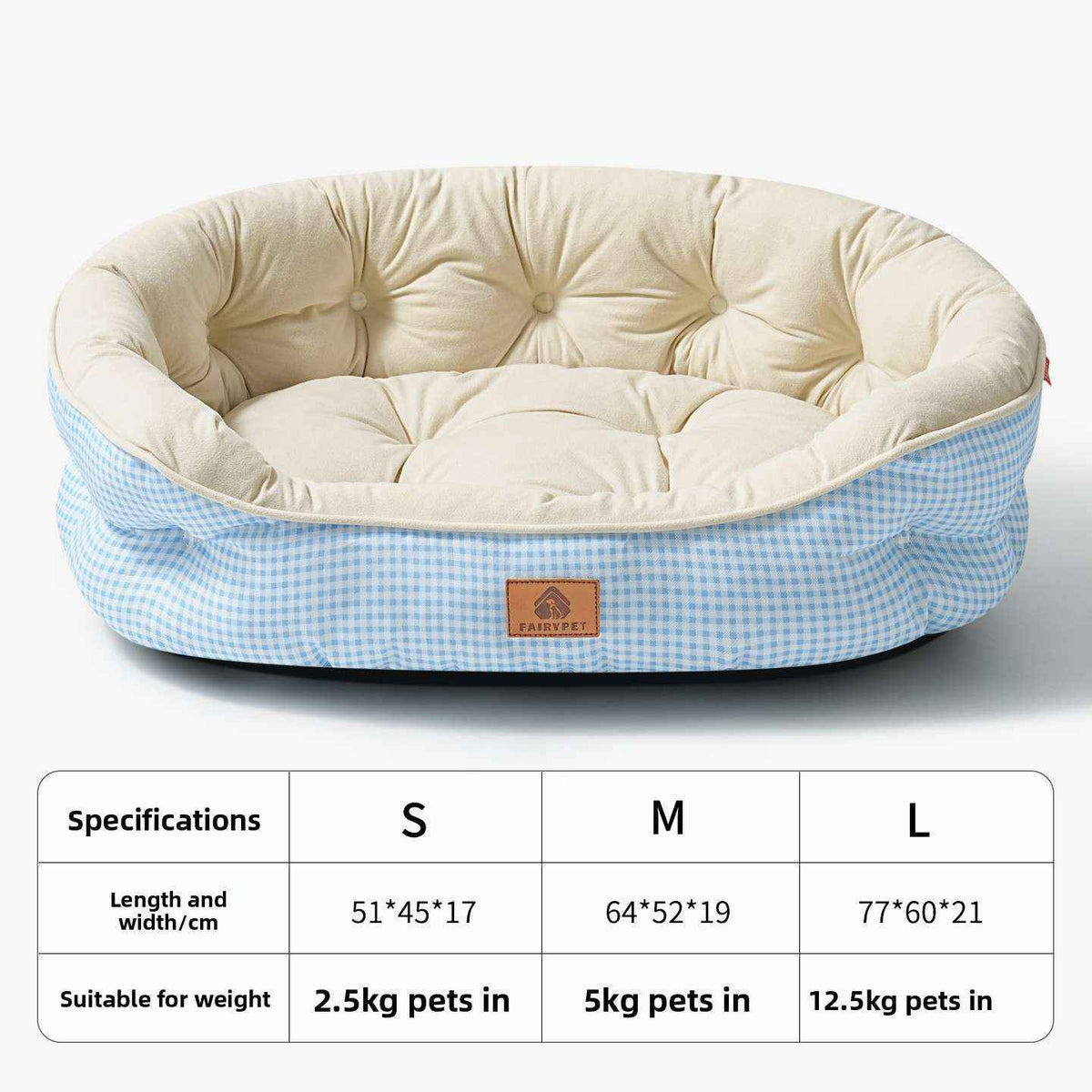 All - Season Plush Dog Bed - Dog Beds & Furniture - TinPaw - Clear Sky Blue - S 51x45x17cm - SU00352669 - Clear Sky Blue - S 51x45x17cm
