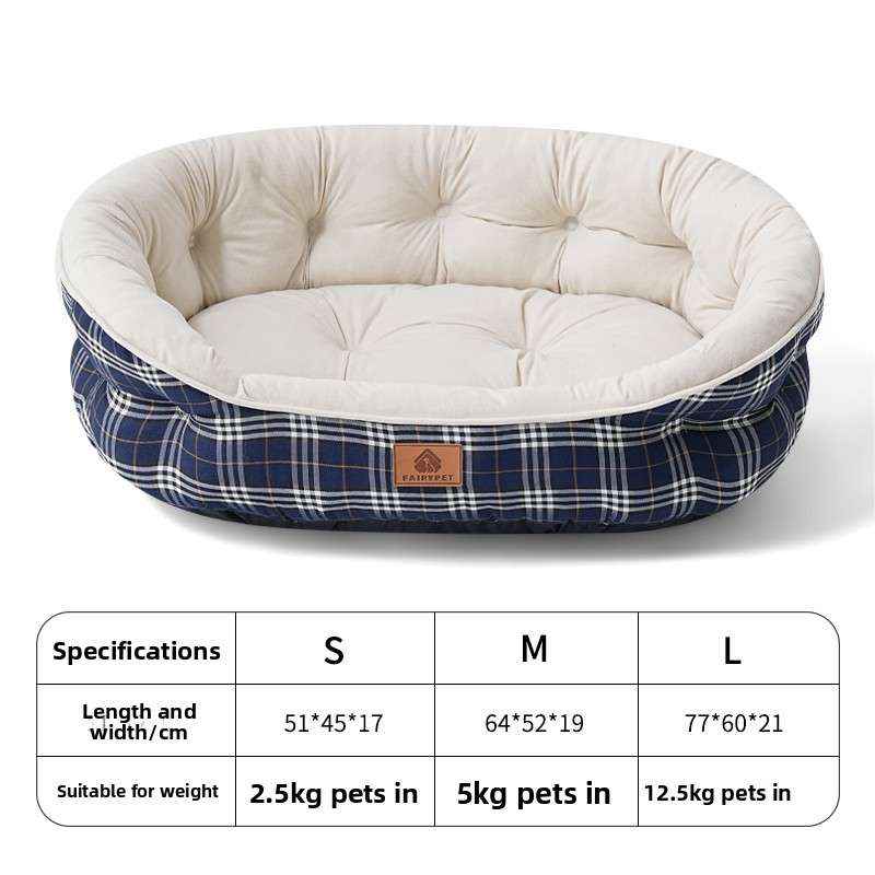 All - Season Plush Dog Bed - Dog Beds & Furniture - TinPaw - Navy Blue - S 51x45x17cm - SU00352669 - Navy Blue - S 51x45x17cm