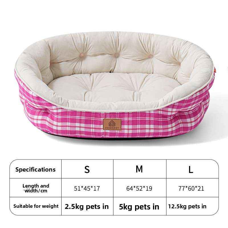 All - Season Plush Dog Bed - Dog Beds & Furniture - TinPaw - Rose Pink - S 51x45x17cm - SU00352669 - Rose Pink - S 51x45x17cm