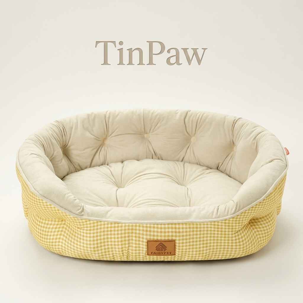 All - Season Plush Dog Bed - Dog Beds & Furniture - TinPaw - Gardenia Yellow - S 51x45x17cm - SU00352669 - Gardenia Yellow - S 51x45x17cm