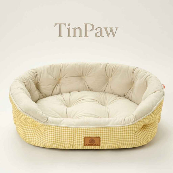 All - Season Plush Dog Bed - Dog Beds & Furniture - TinPaw - Gardenia Yellow - S 51x45x17cm - SU00352669 - Gardenia Yellow - S 51x45x17cm