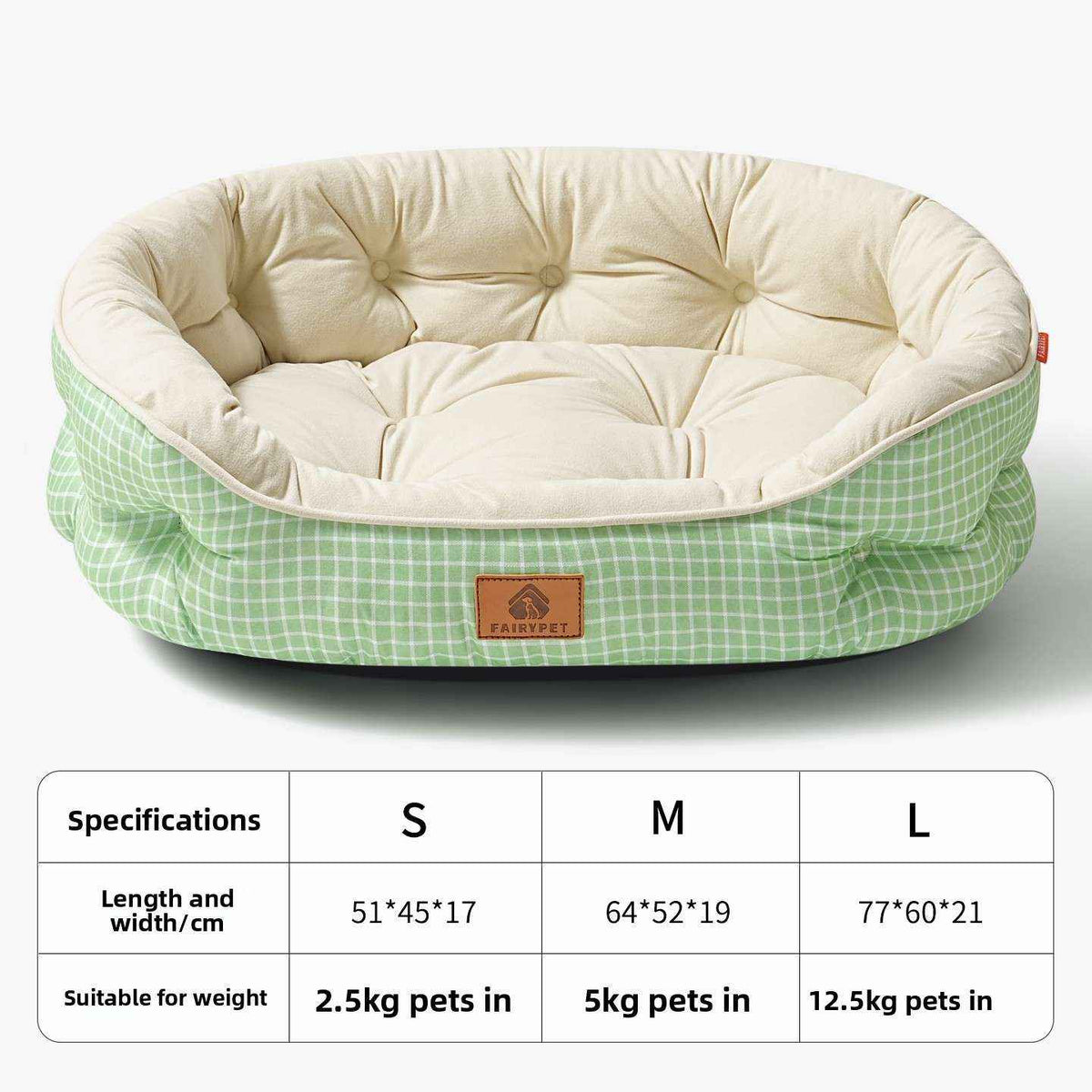 All - Season Plush Dog Bed - Dog Beds & Furniture - TinPaw - Grass Green - S 51x45x17cm - SU00352669 - Grass Green - S 51x45x17cm