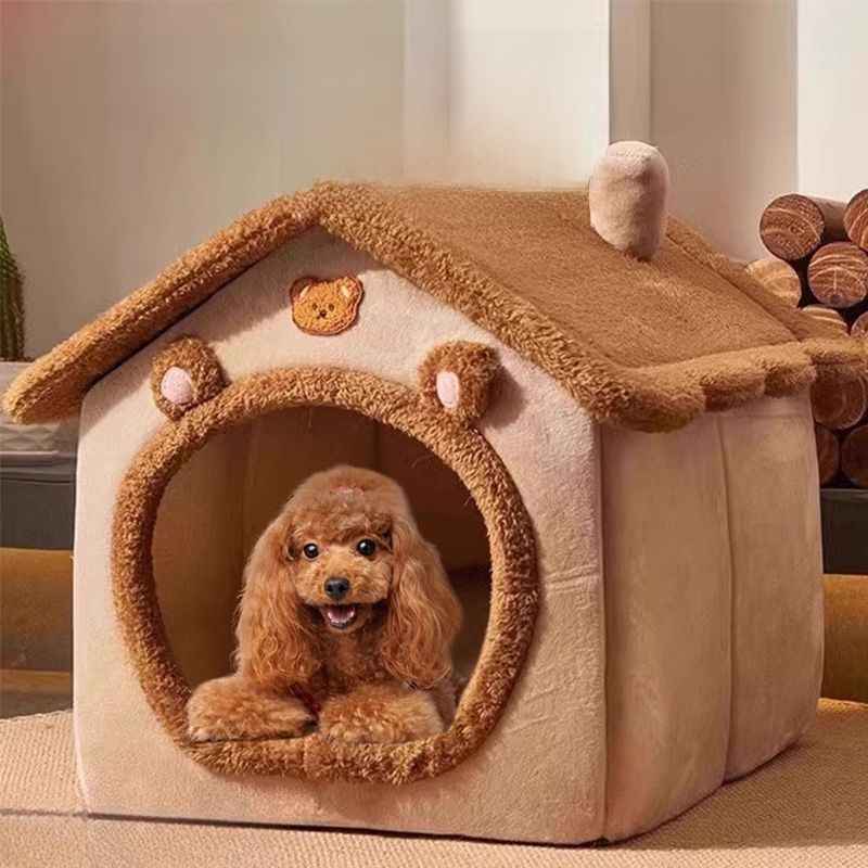Washable Dog House Bed - Dog Beds & Furniture - TinPaw - Brown Bear House Nest - S 33x30x33cm ?5kg - SU00109155 - Brown Bear House Nest - S 33x30x33cm ?5kg