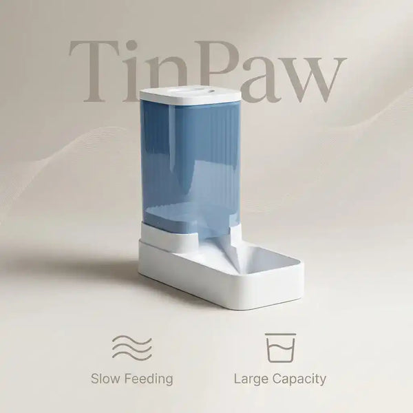 TinPaw automatic pet feeder and water dispenser for cats and dogs large capacity pet food and water combo.