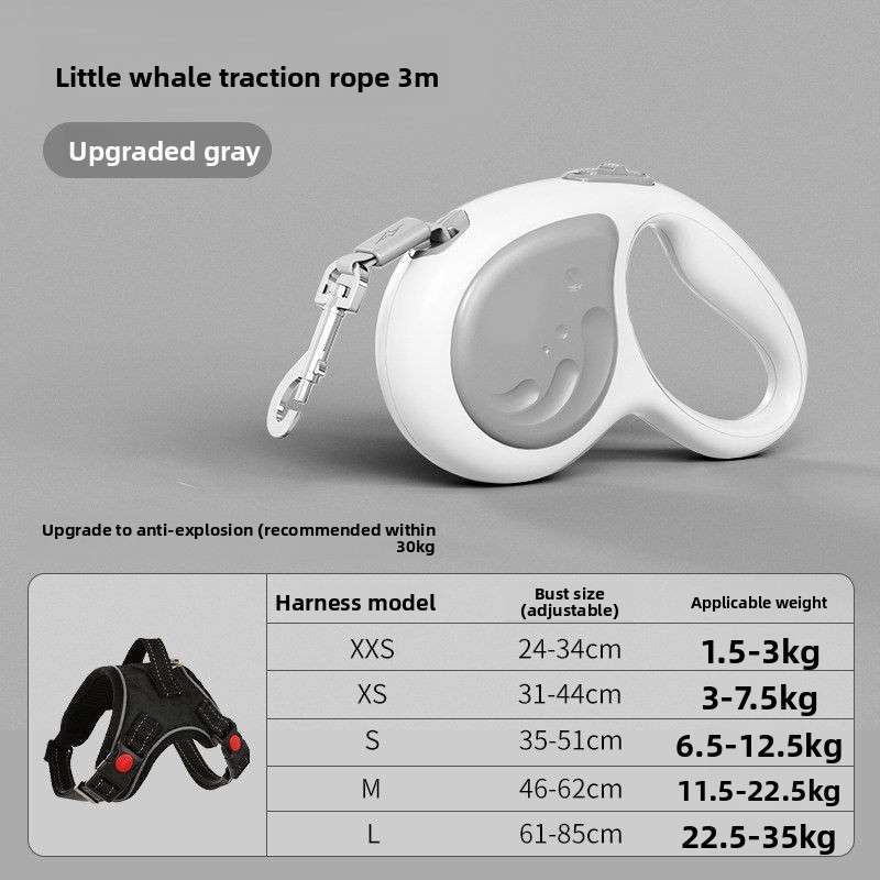Retractable Dog Leash 5m - Dog Gear - TinPaw - Gray 3m - L Chest Harness - SU00145831 - Gray 3m - L Chest Harness