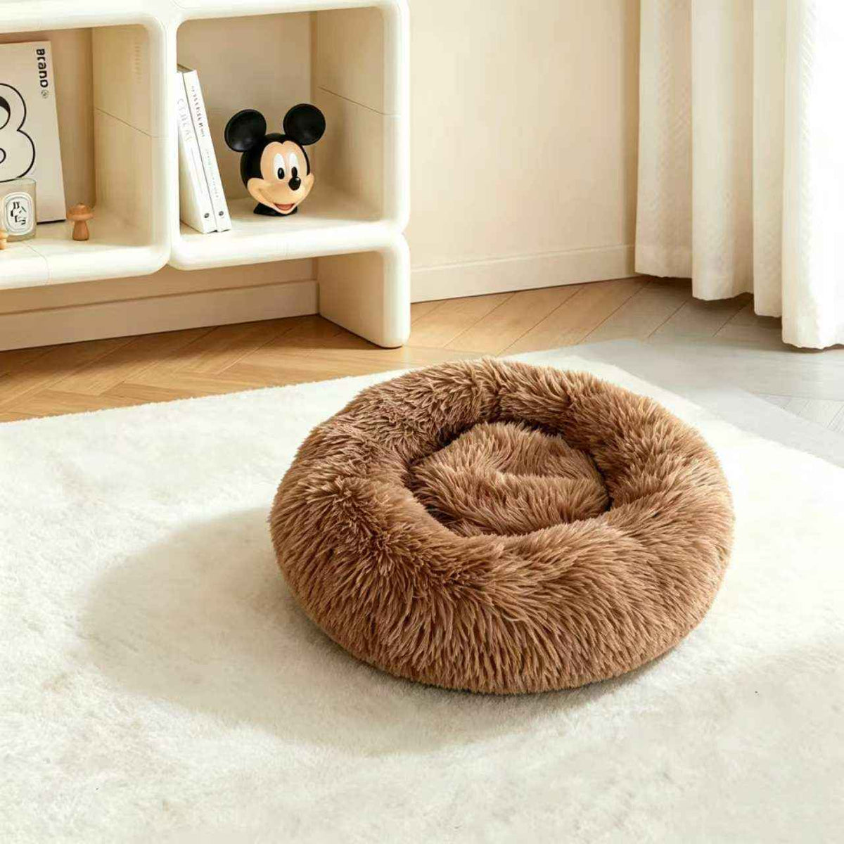 Calming Round Plush Pet Bed - Dog Beds & Furniture - TinPaw - Camel - XL - SUPEFDB00003 - A3