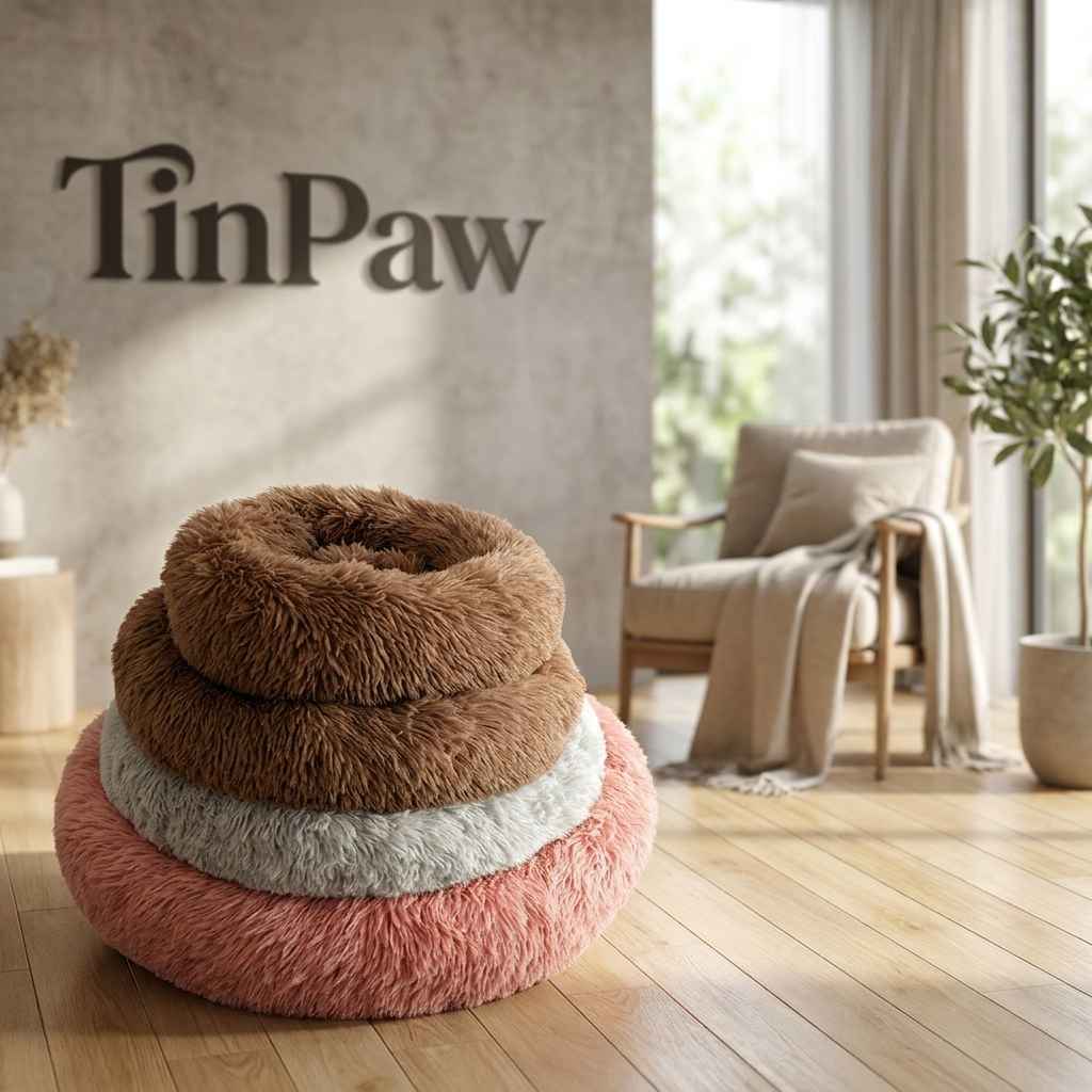 Calming Round Plush Pet Bed - Dog Beds & Furniture - TinPaw