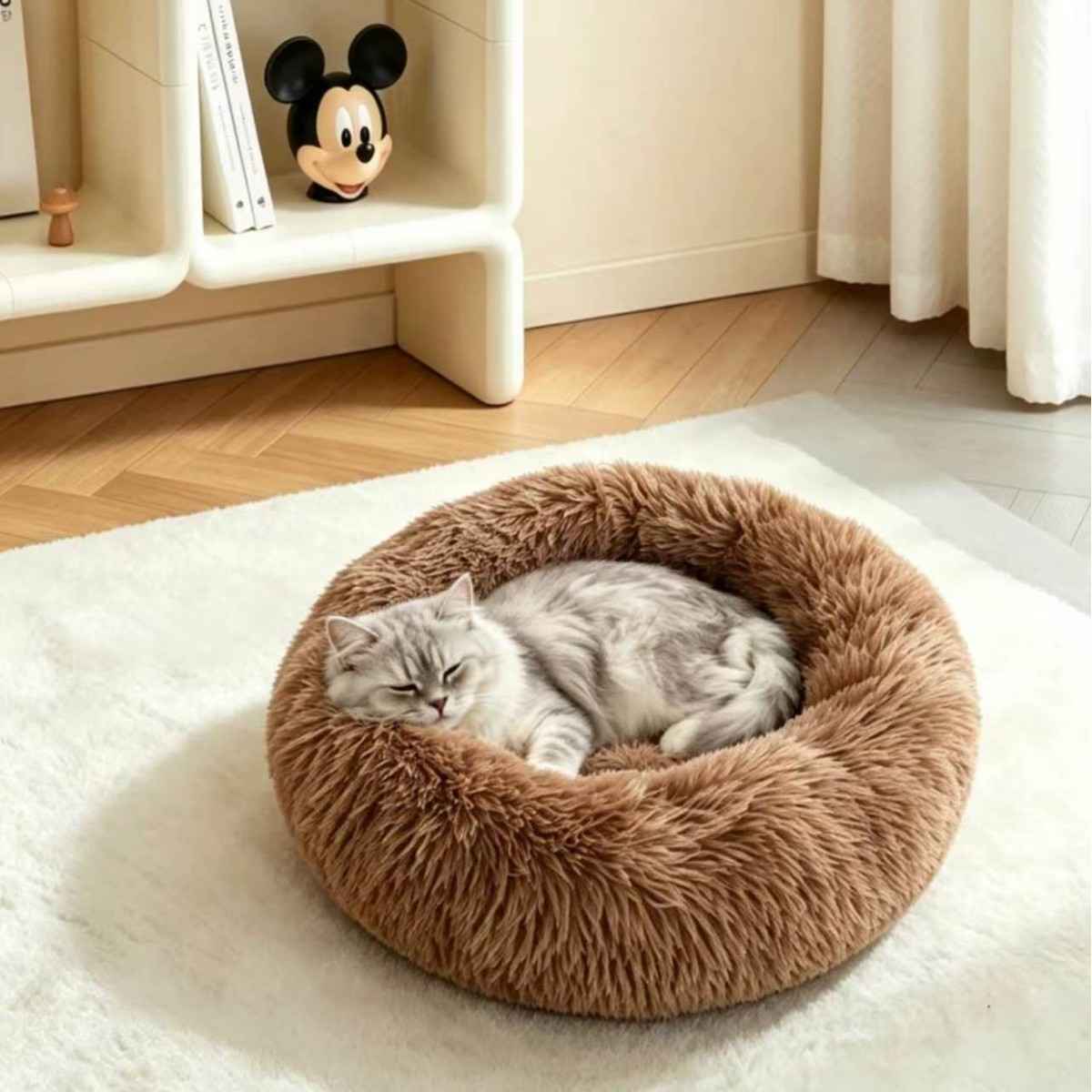 Calming Round Plush Pet Bed - Dog Beds & Furniture - TinPaw