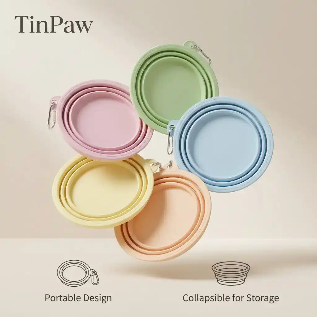 Collapsible Silicone Dog Bowl - Slow Feeding Bowl - TinPaw