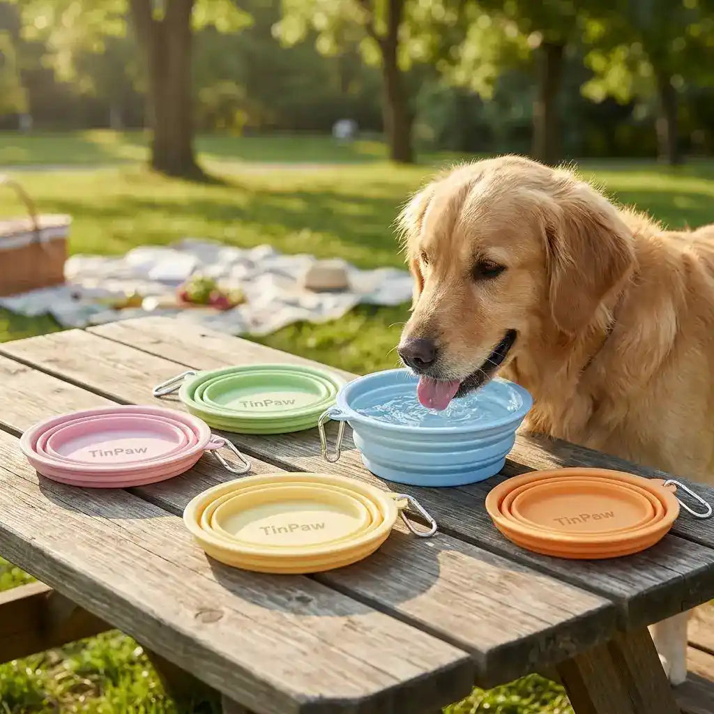 Collapsible Silicone Dog Bowl - Slow Feeding Bowl - TinPaw