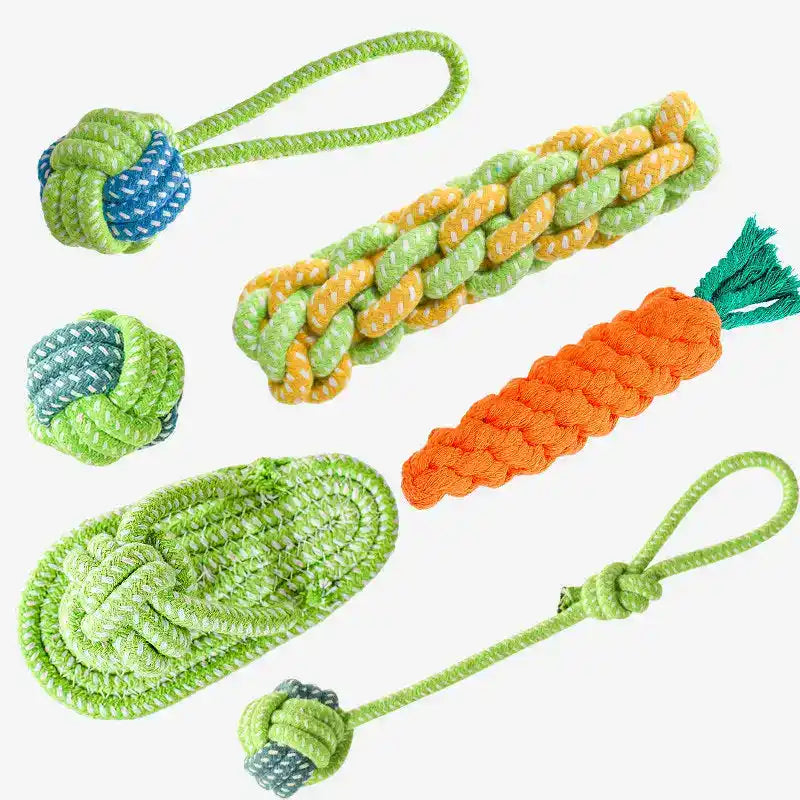 Cotton Dog Rope Toy Set - Dog Toys - TinPaw