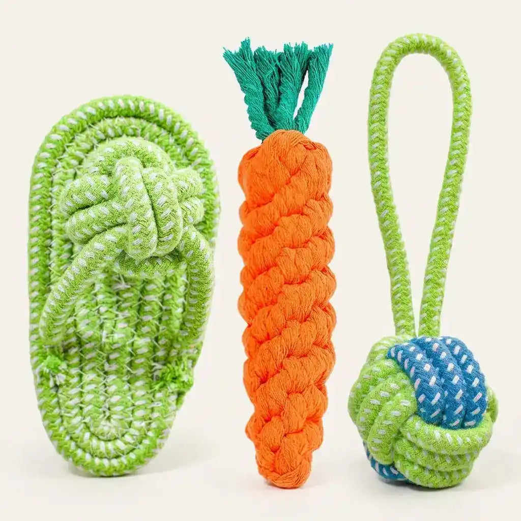 Cotton Dog Rope Toy Set - Dog Toys - TinPaw