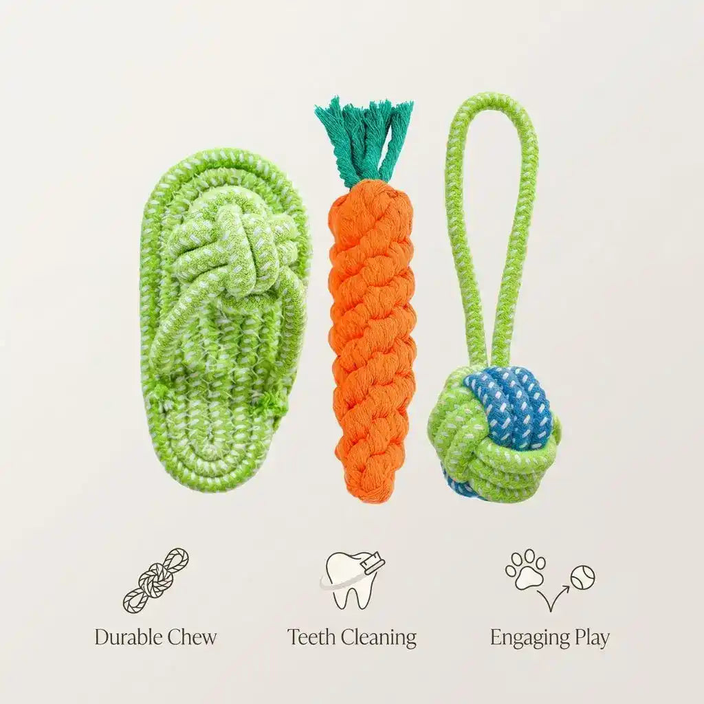 Cotton Dog Rope Toy Set - Dog Toys - TinPaw