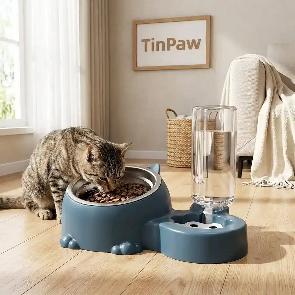 Dual - Bowl Auto Pet Feeder & Waterer - Automatic Pet Feeder - TinPaw