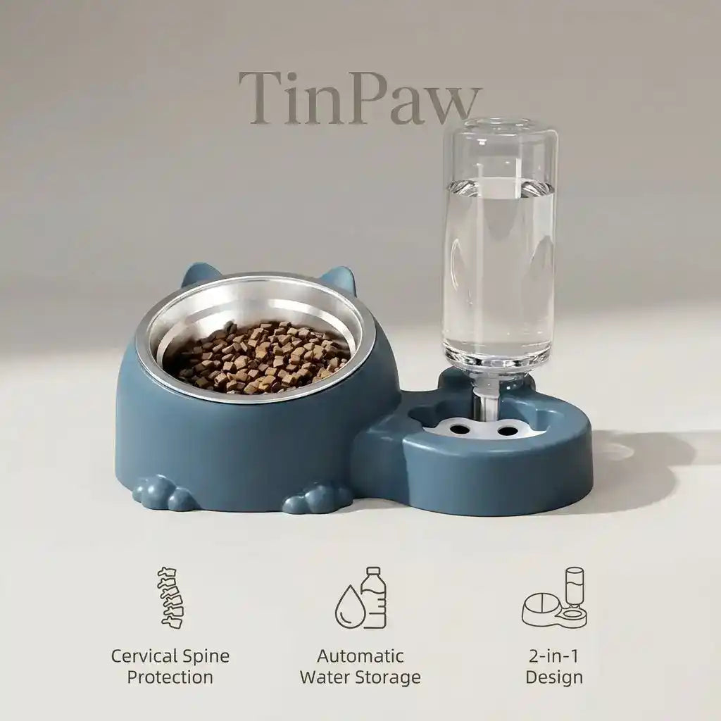 Dual - Bowl Auto Pet Feeder & Waterer - Automatic Pet Feeder - TinPaw
