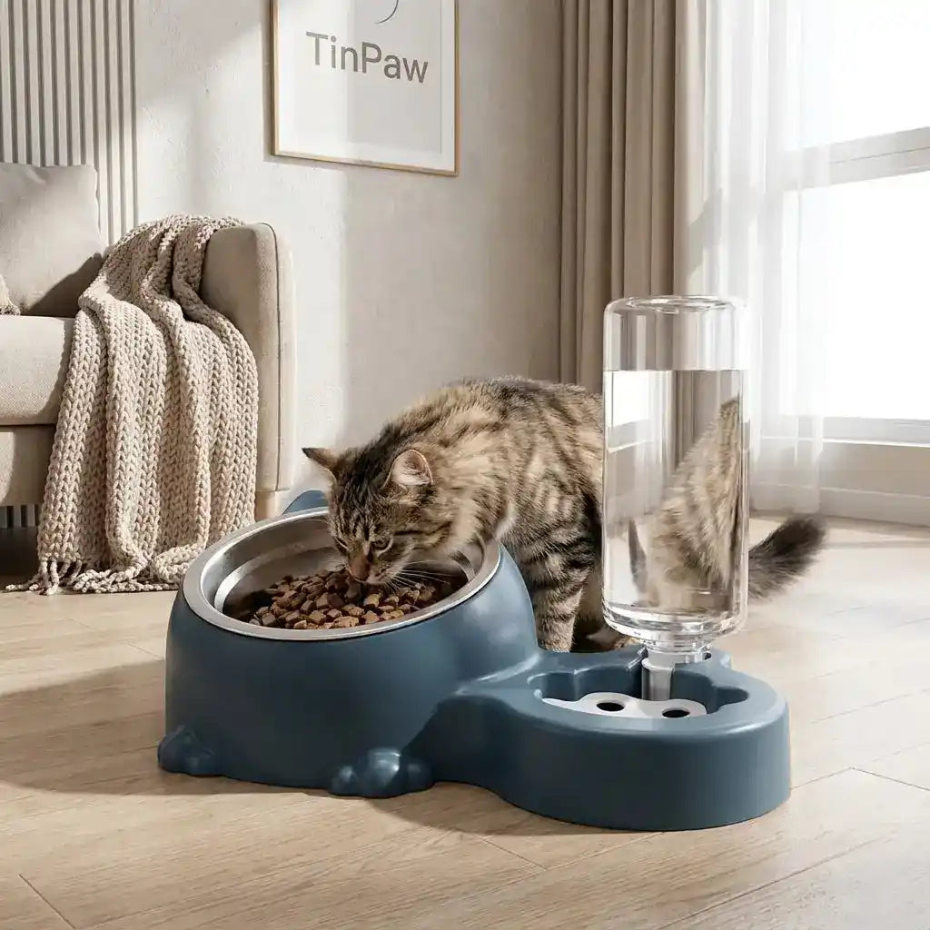 Dual - Bowl Auto Pet Feeder & Waterer - Automatic Pet Feeder - TinPaw
