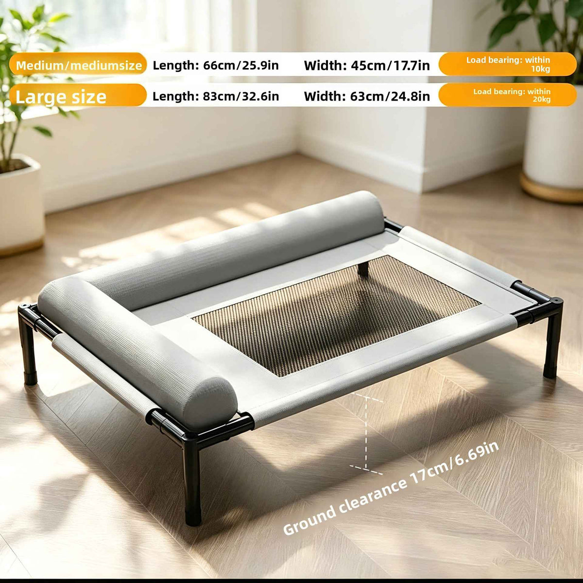 Elevated Foldable Pet Camping Bed - Dog Beds & Furniture - TinPaw - Gray Velvet - Small - SUPEFDB00002 - A2