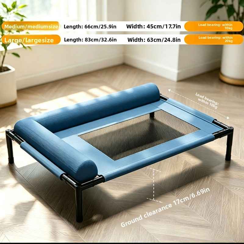 Elevated Foldable Pet Camping Bed - Dog Beds & Furniture - TinPaw - Navy Blue Velvet - Small - SUPEFDB00002 - A8