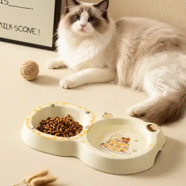 Elevated Ceramic Pet Bowl - Slow Feeding Bowl - TinPaw
