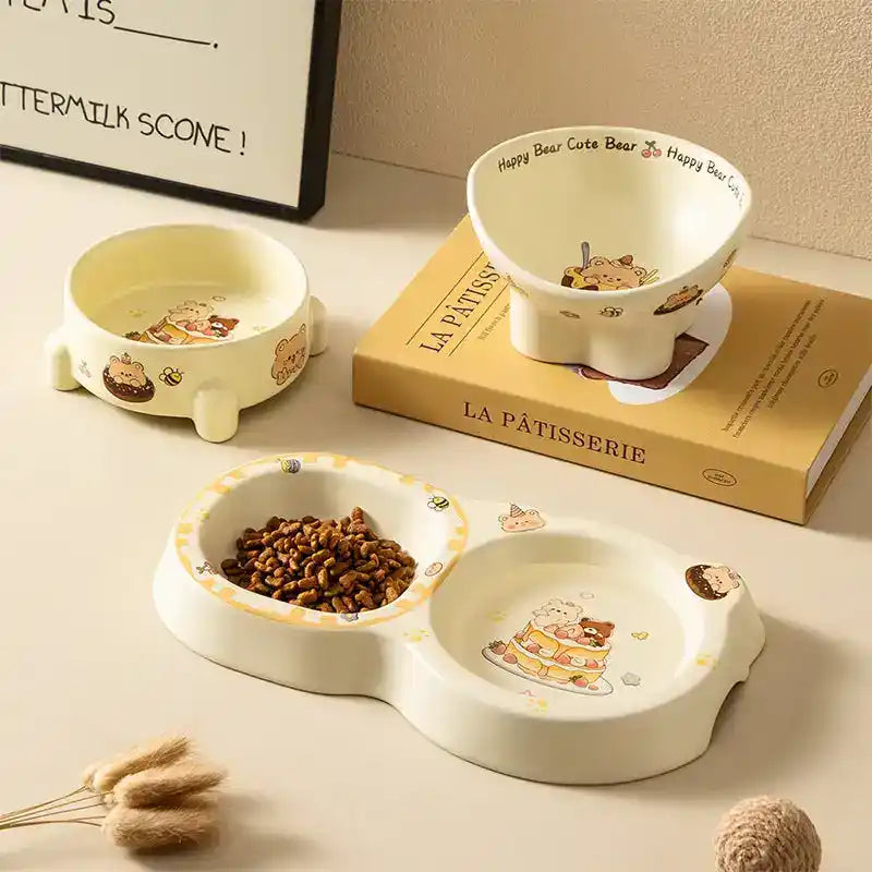 Elevated Ceramic Pet Bowl - Slow Feeding Bowl - TinPaw