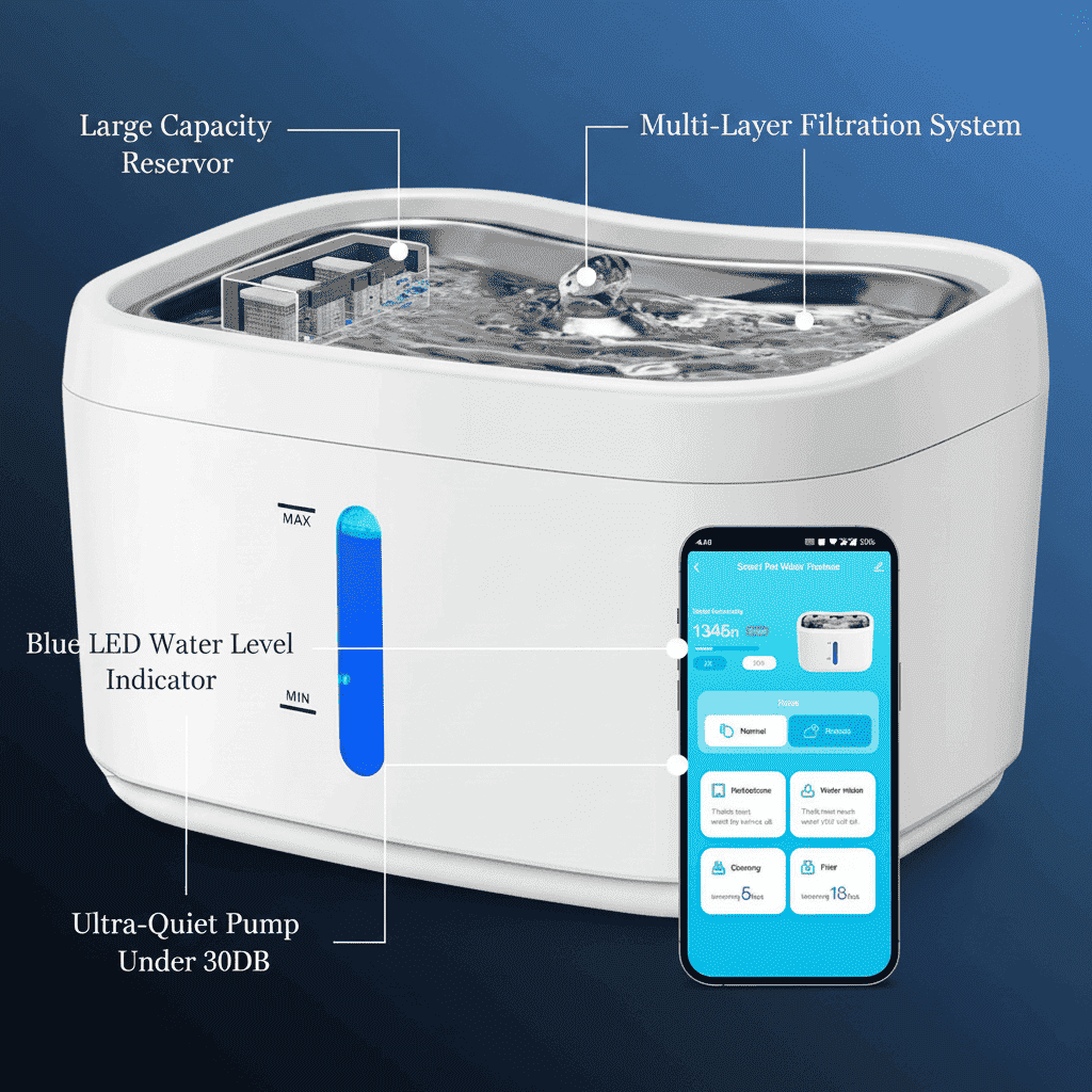 Automatic Pet Water Fountain - Automatic Pet Feeder - TinPaw - APP model - AU Plug - SUPEHDF00026 - AQ