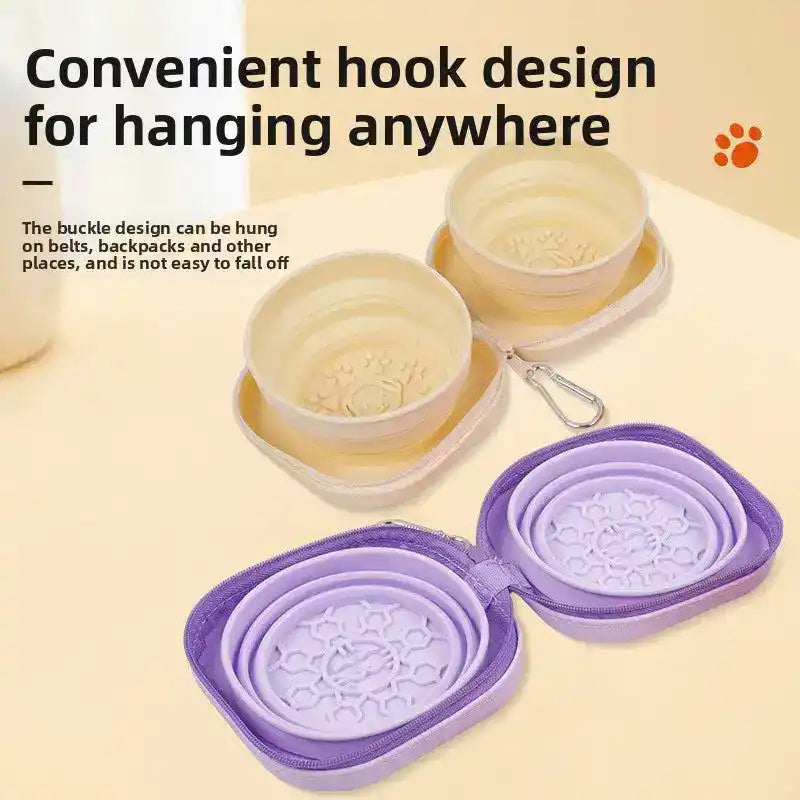 Foldable Dual Pet Bowl – Slow Feed Travel Dish - Slow Feeding Bowl - TinPaw