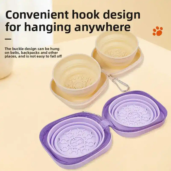 Foldable Dual Pet Bowl – Slow Feed Travel Dish - Slow Feeding Bowl - TinPaw