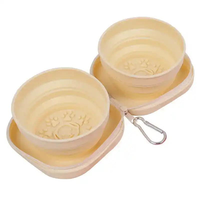 Foldable Dual Pet Bowl – Slow Feed Travel Dish - Slow Feeding Bowl - TinPaw