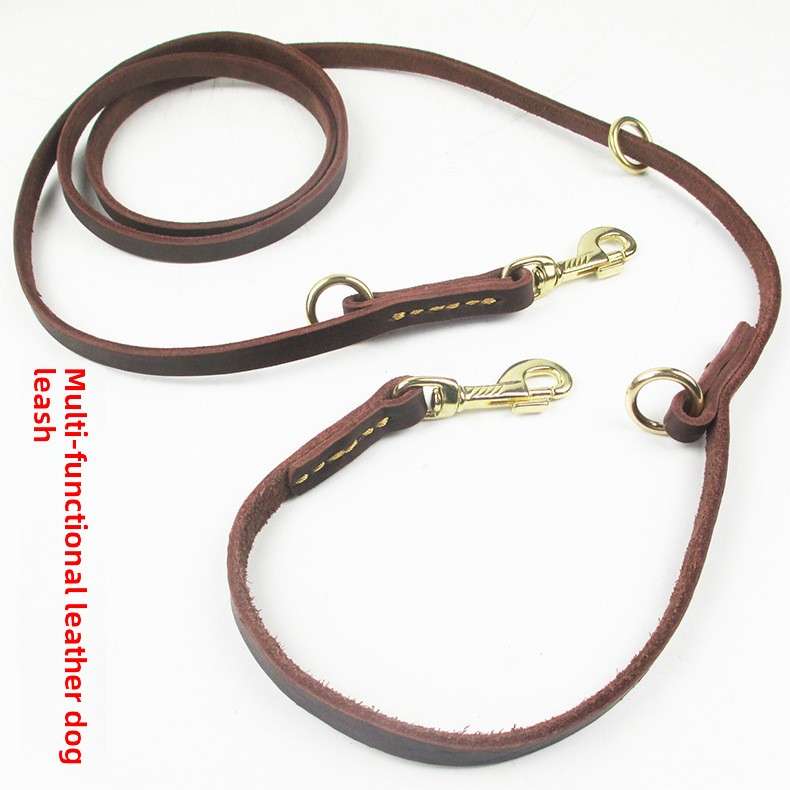 Leather Dog Leash Double Hook - Dog Gear - TinPaw