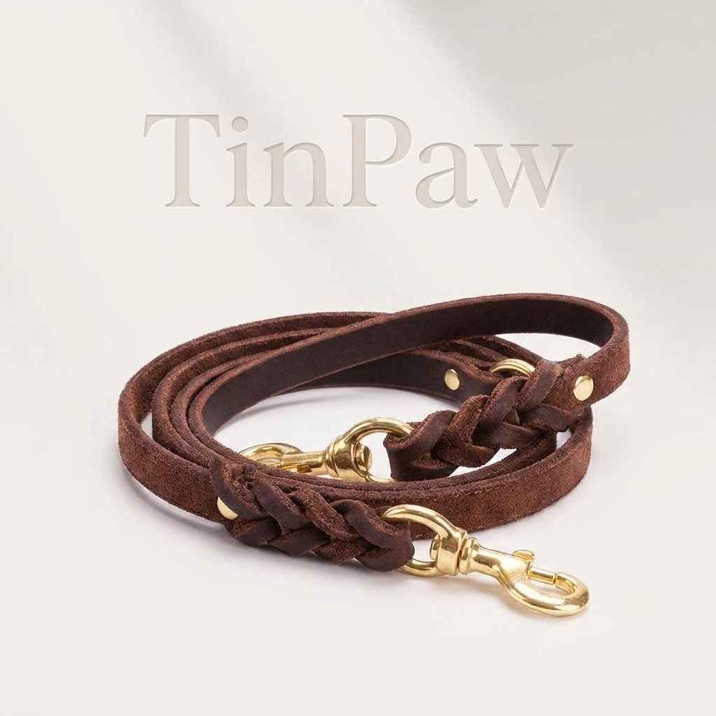 Leather Dog Leash Double Hook - Dog Gear - TinPaw