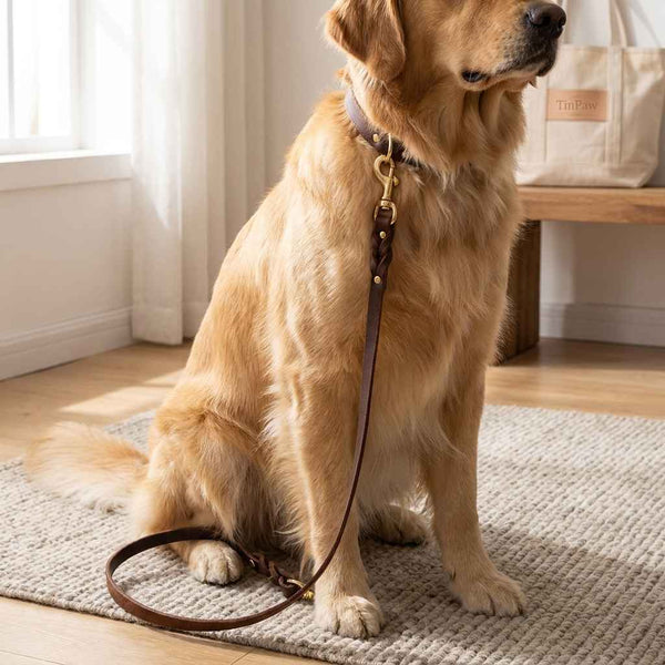 Leather Dog Leash Double Hook - Dog Gear - TinPaw