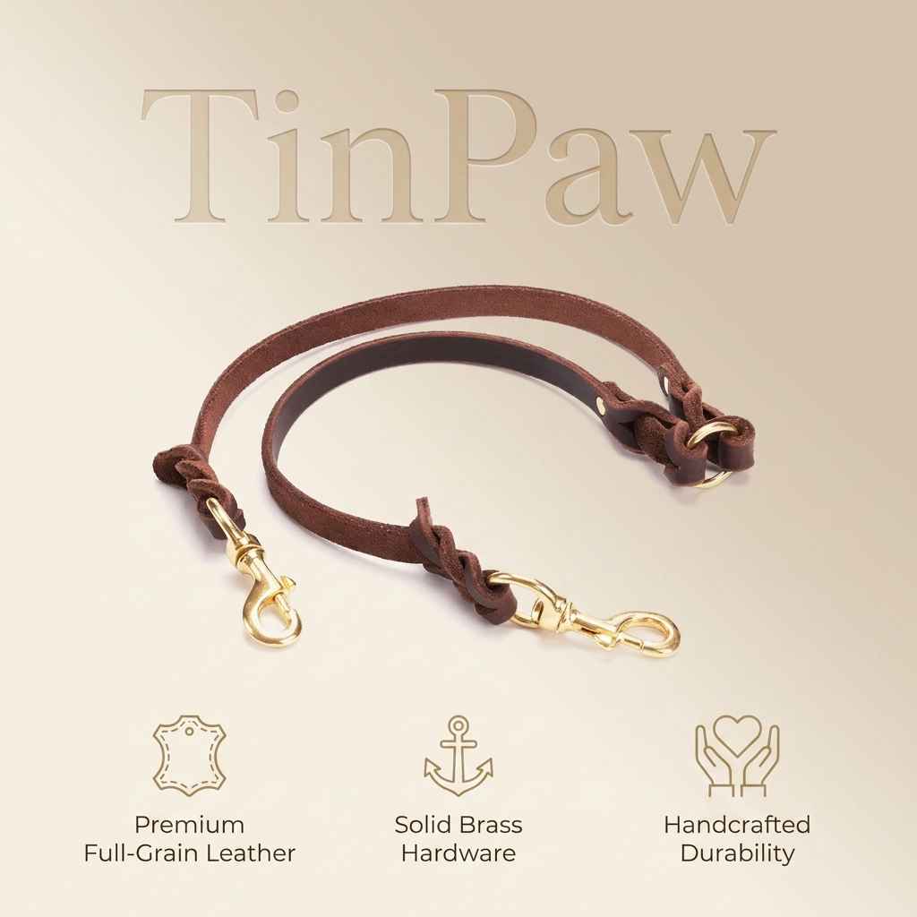 Leather Dog Leash Double Hook - Dog Gear - TinPaw