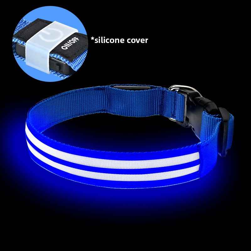 LED Light - Up Dog Collar - Dog Gear - TinPaw - Blue monochrome light mode - M - SU00364509 - Blue monochrome light mode - M