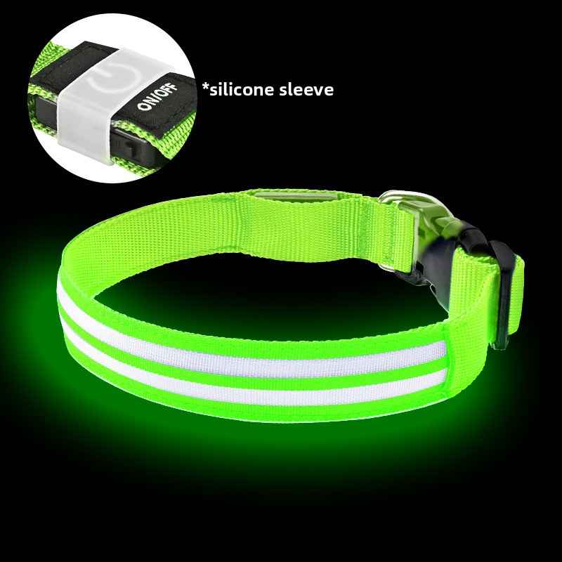 LED Light - Up Dog Collar - Dog Gear - TinPaw - Green monochrome light mode - S - SU00364509 - Green monochrome light mode - S