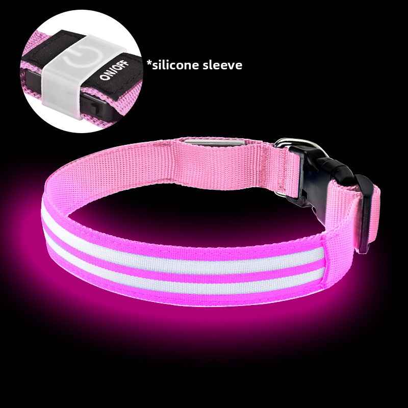 LED Light - Up Dog Collar - Dog Gear - TinPaw - Pink monochrome light mode - M - SU00364509 - Pink monochrome light mode - M