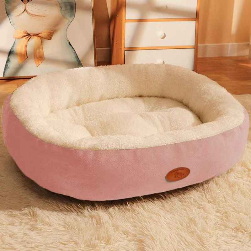 Oval Plush Dog Bed Fleece - Dog Beds & Furniture - TinPaw - Pink Oval Default - XXL 100x78x24cm - SUPEFDB00001 - BD