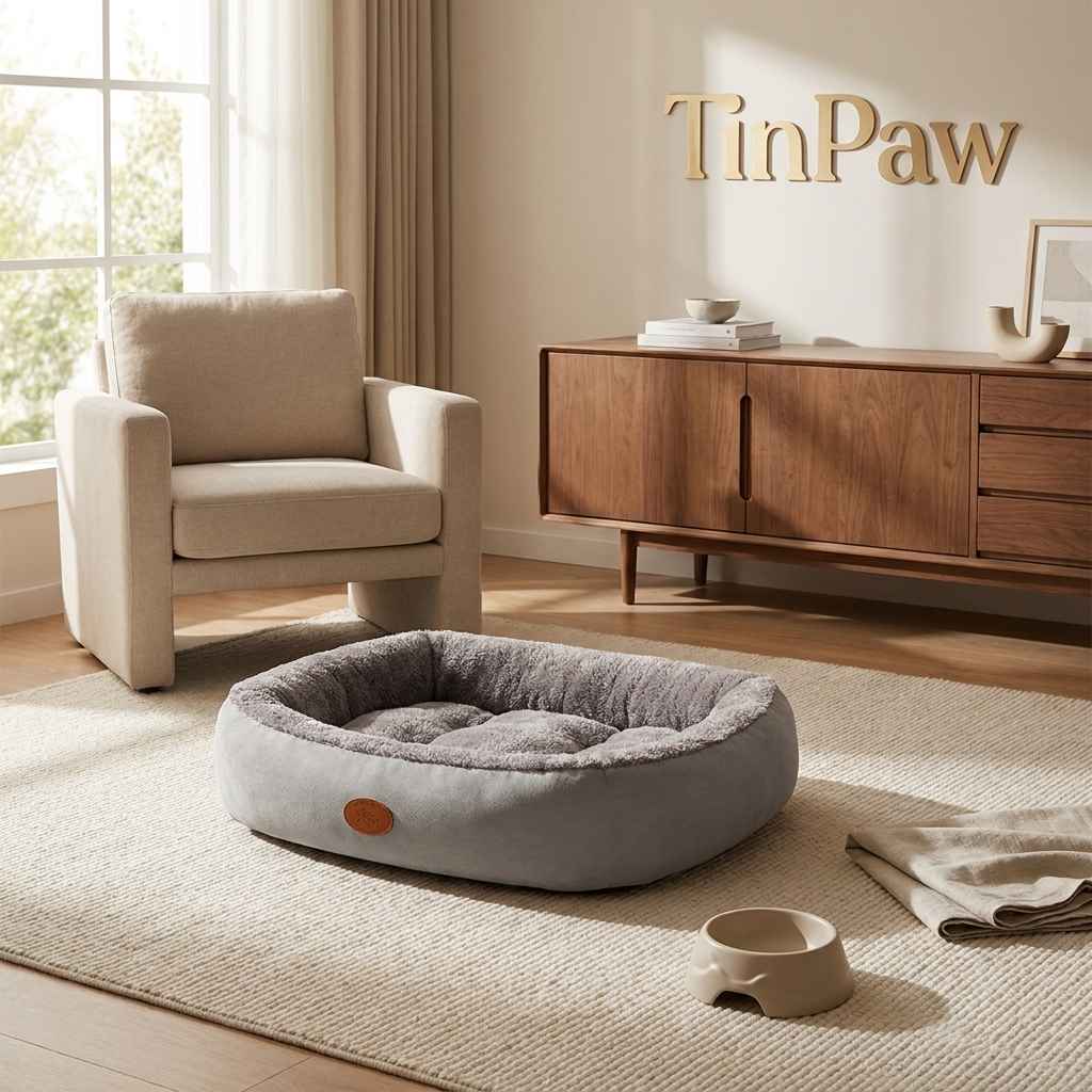Oval Plush Dog Bed Fleece - Dog Beds & Furniture - TinPaw