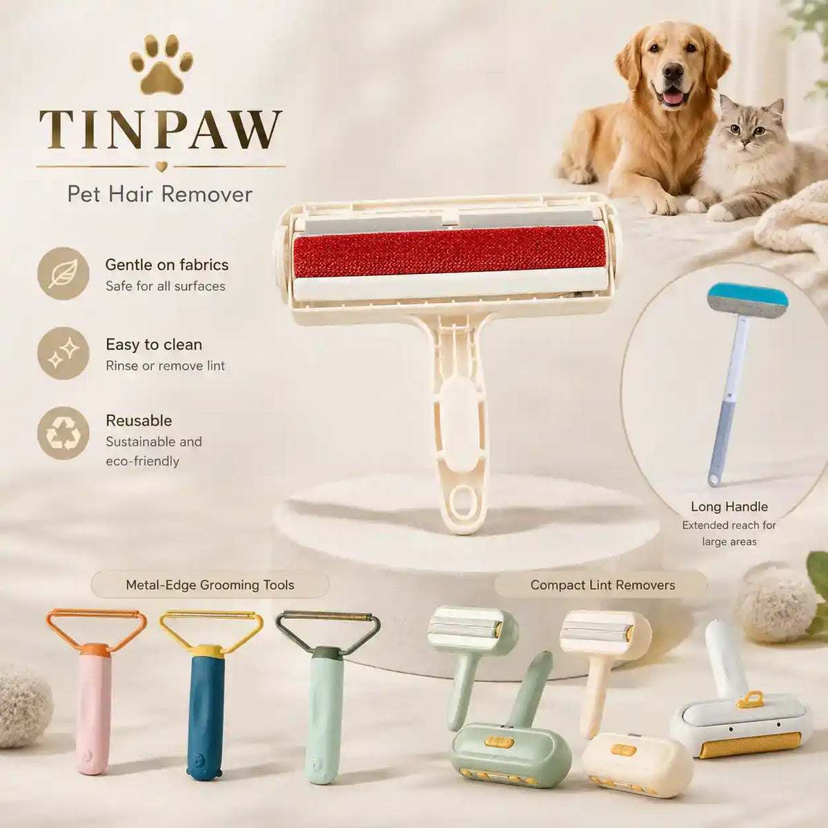 Pet Grooming Deshedding Brush - Grooming - TinPaw - White hair stick - mr226 - SU00002036 - White hair stick - mr226
