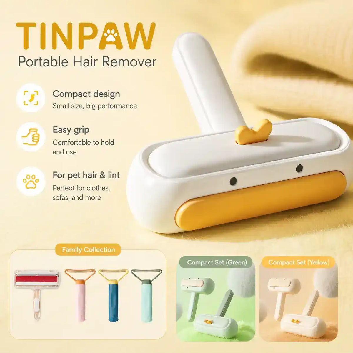 Pet Grooming Deshedding Brush - Grooming - TinPaw - Yellow Duck Hair Removal Brush - mr226 - SU00002036 - Yellow Duck Hair Removal Brush - mr226