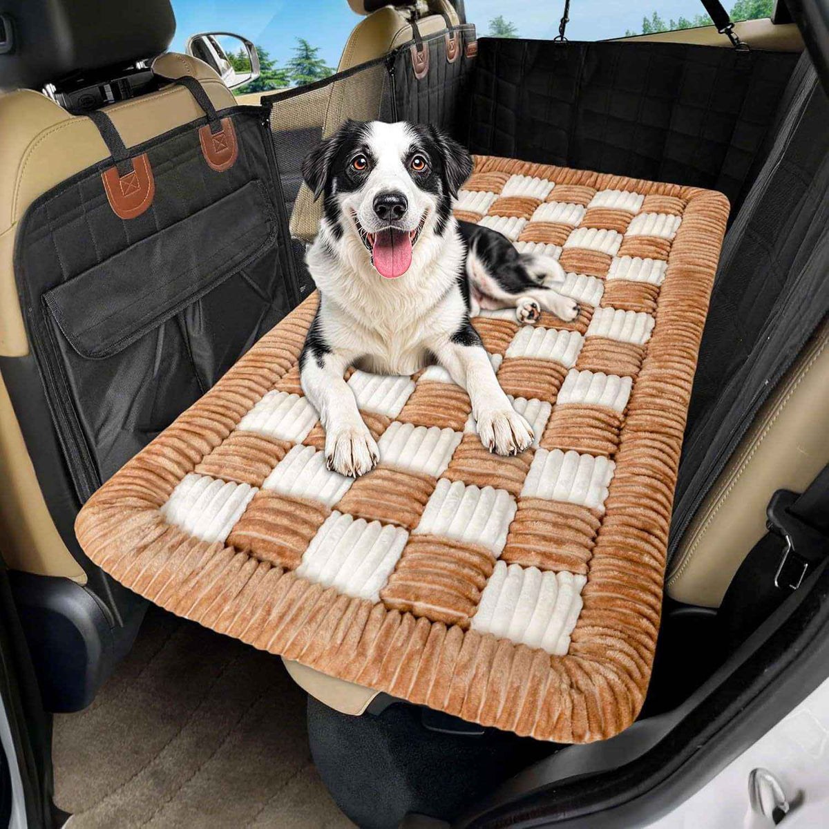 Plush Checkerboard Dog Mat - Dog Beds & Furniture - TinPaw - Same color edge - light coffee - 60*130cm - SU00146291 - Same color edge - light coffee - 60*130cm